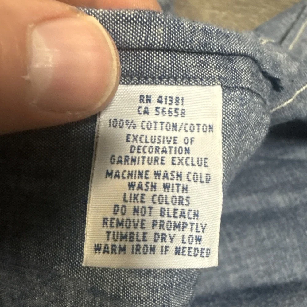 RALPH LAUREN Men Dress Shirt Lightweight Denim Cotton Custom Fit L Blue Pony